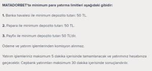 matadorbet para yatırma seçenekleri